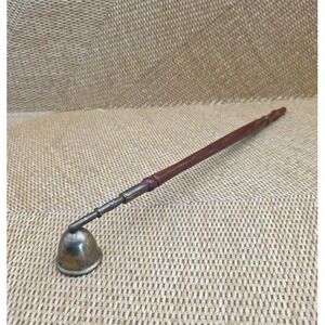 Vintage Brass Candle Snuffer Douter Extinguisher with Turned Dark Wood Handle